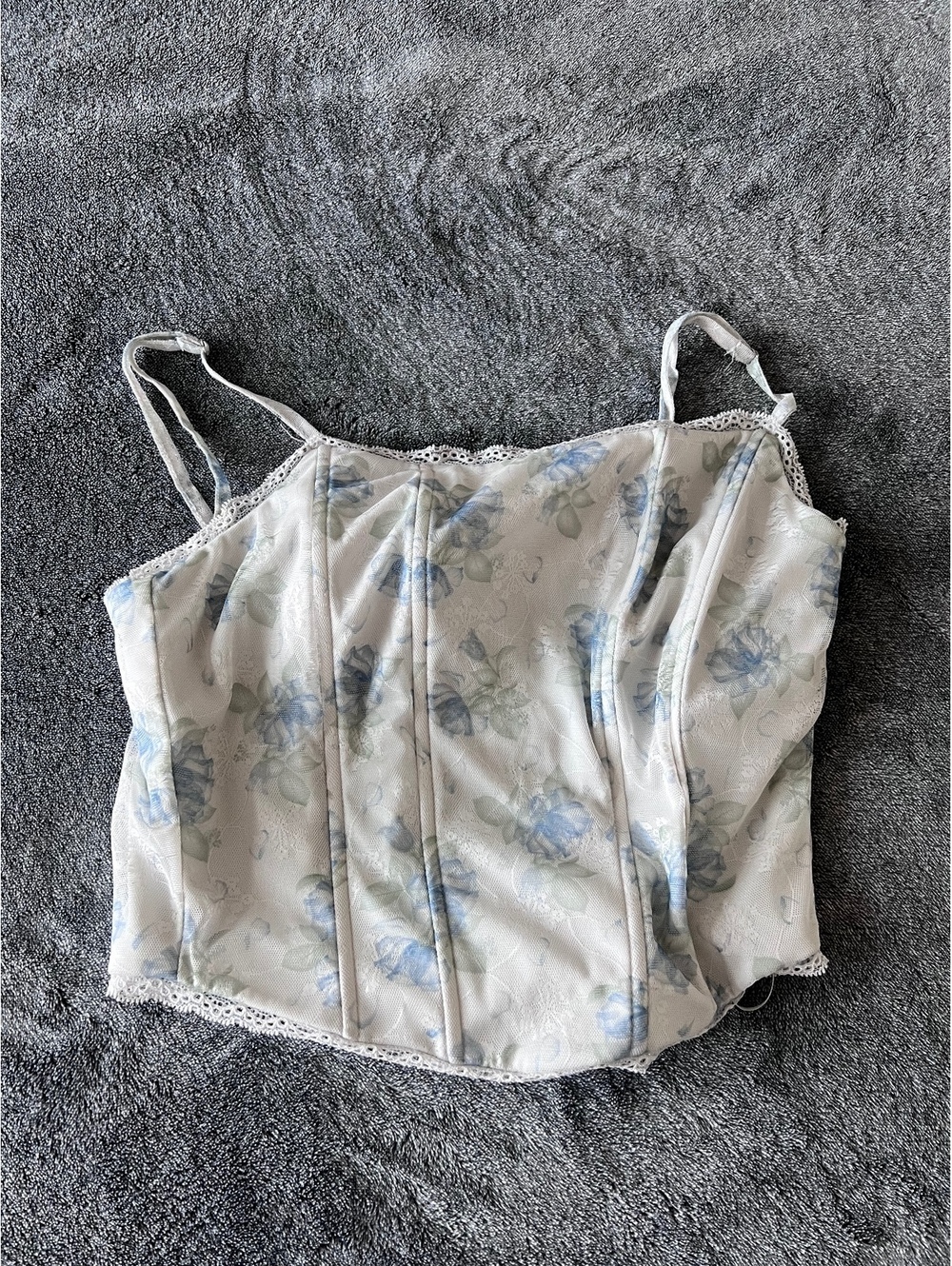 Pretty Garbage floral lace trim corset top size M